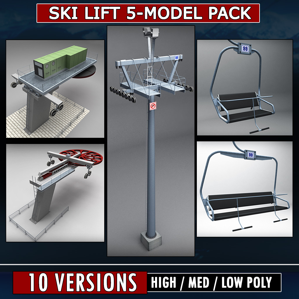 3d 3ds pack ski lift
