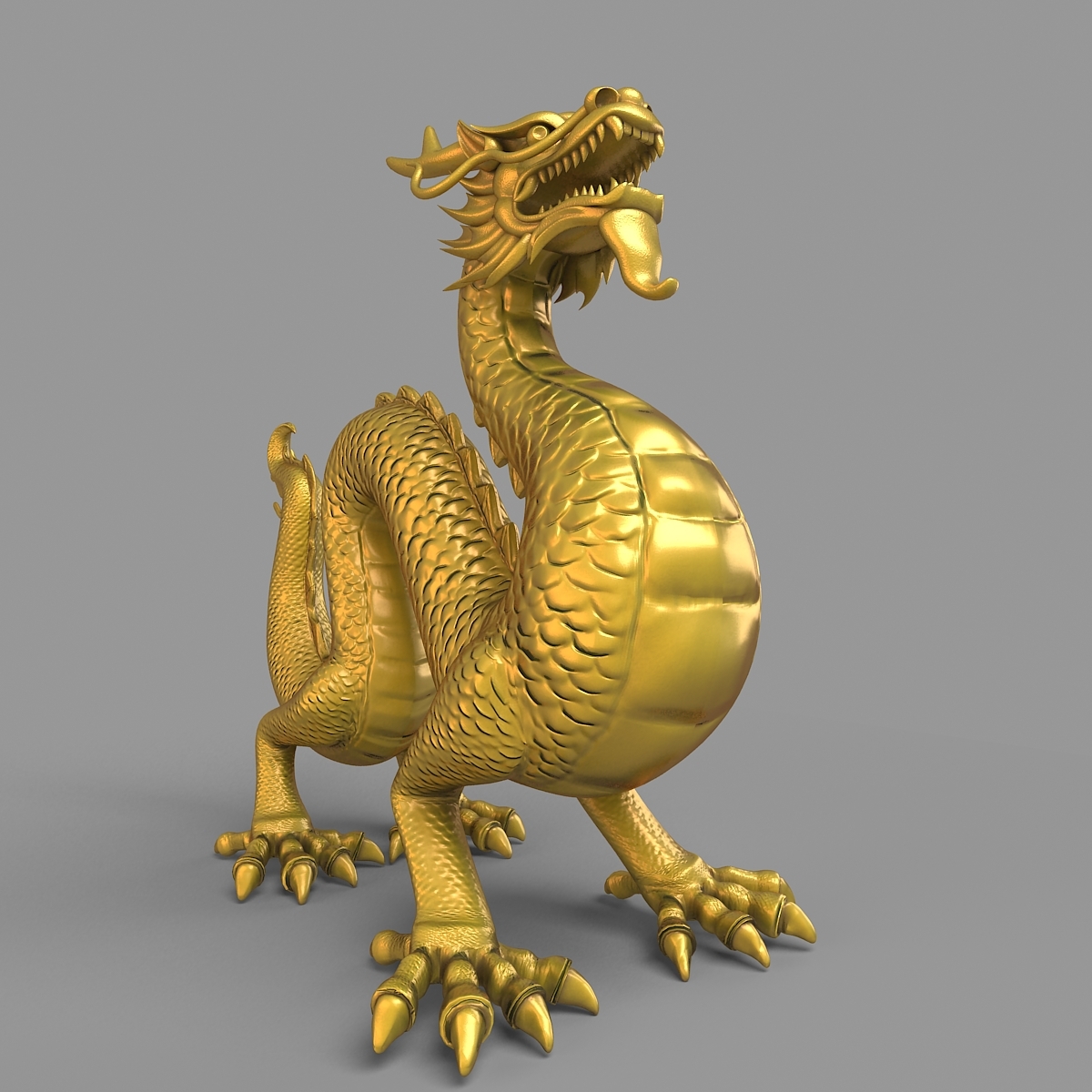 ancient dragon statue 3d obj