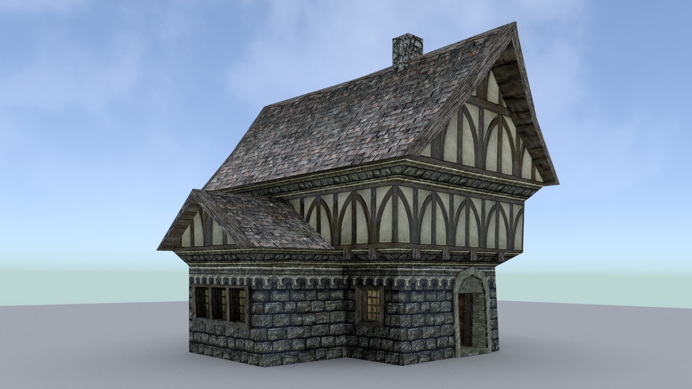 3d model pack medieval town houses