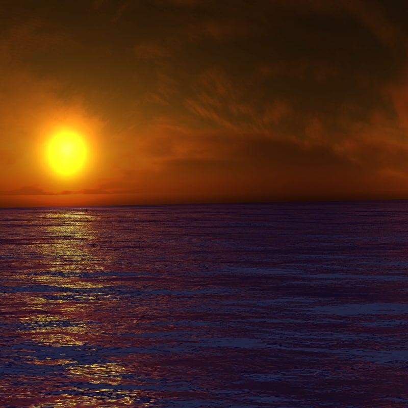 3d sunset water sea