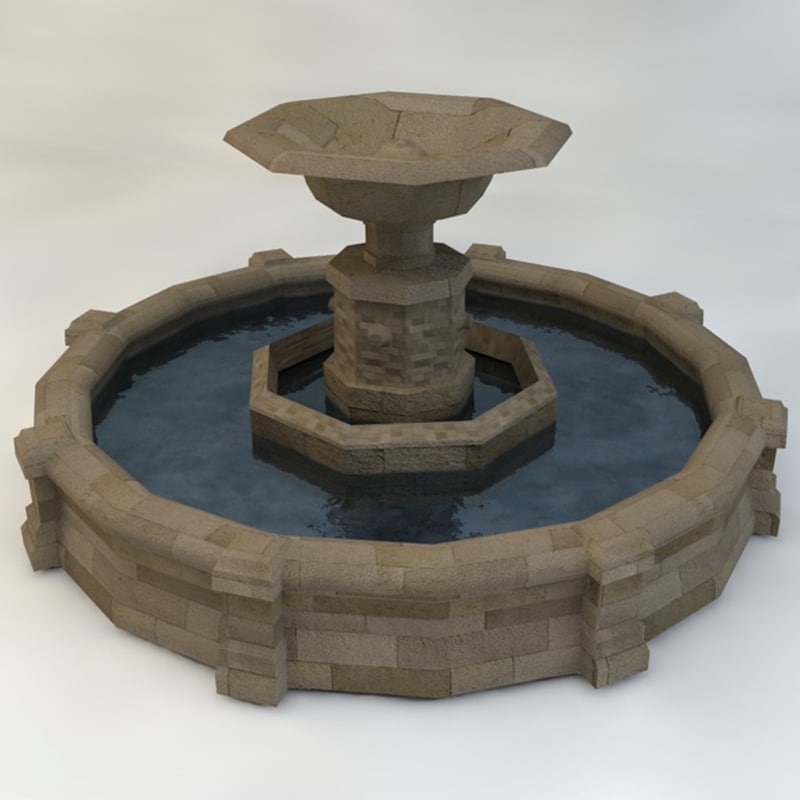 3d fountain lowpoly model