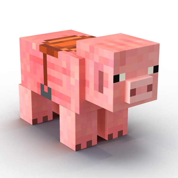 サドル3dモデルとminecraftの豚3dモデル Turbosquid