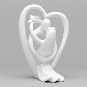 3d couple heart figurine model