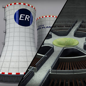 3d max cooling tower power plant