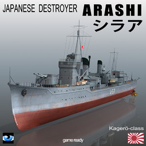japanese destroyer arashi 3d 3ds