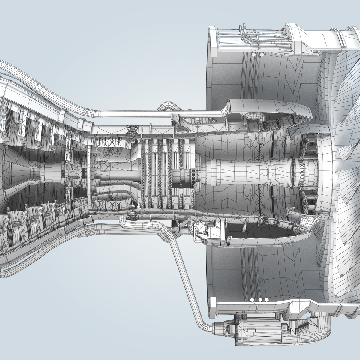 jet engine cutaway 3d model