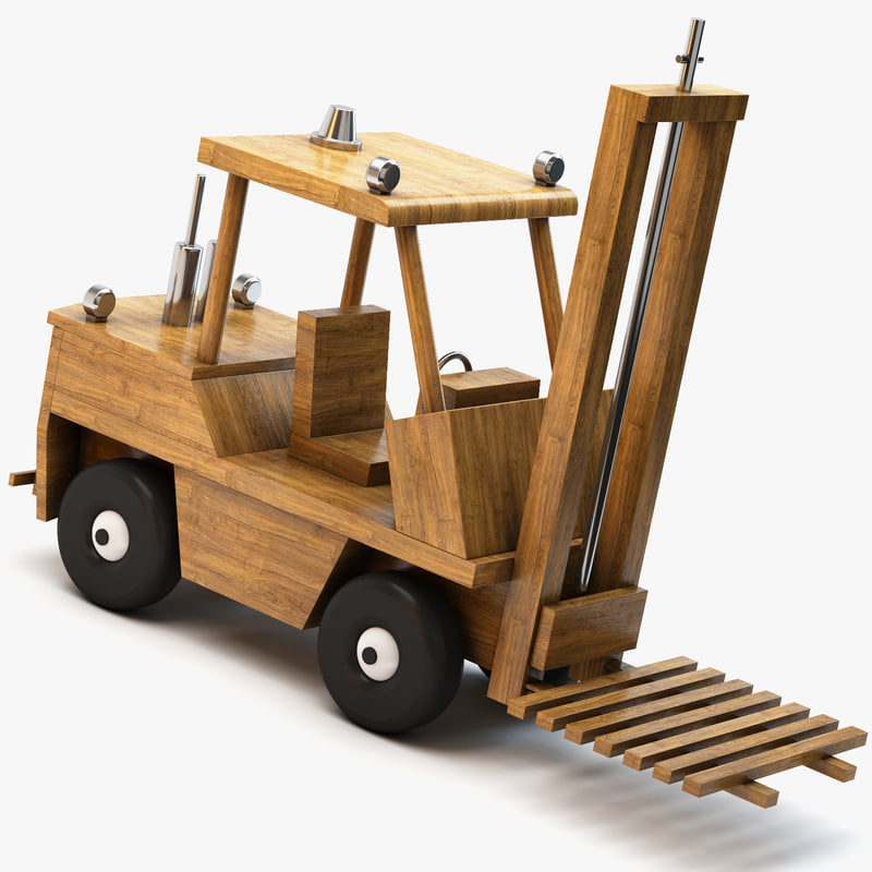 3d model of wooden toy forklift wood