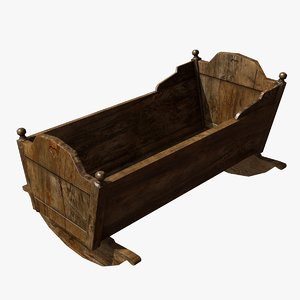 3d model wooden baby cradle