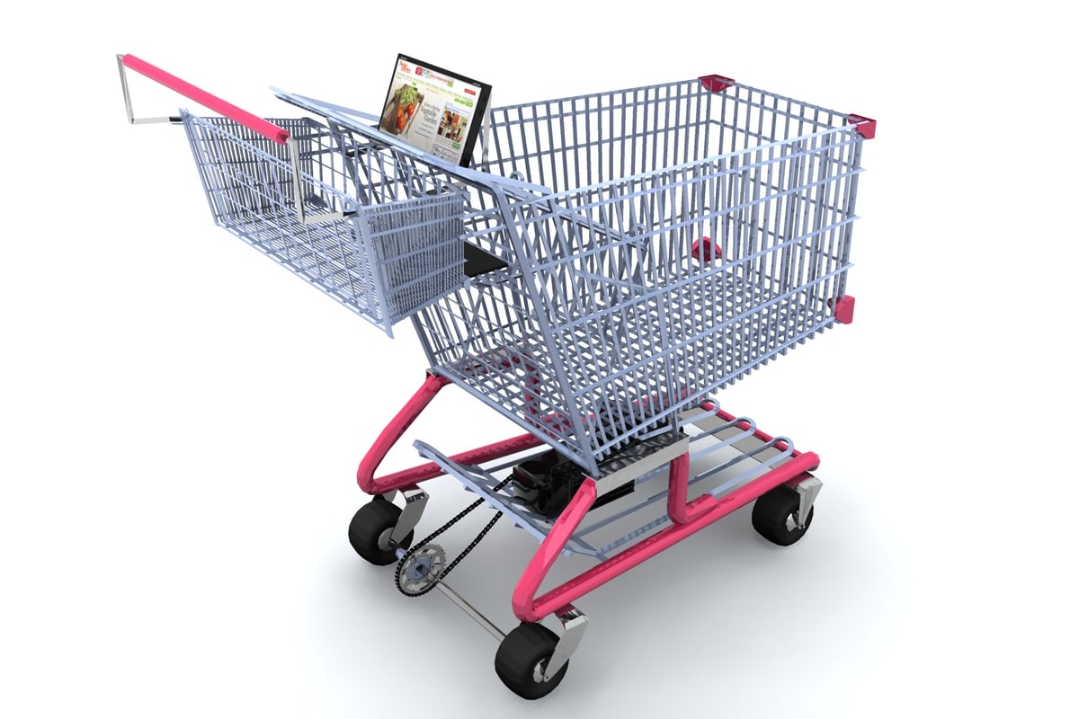 digital shopping cart 3d obj