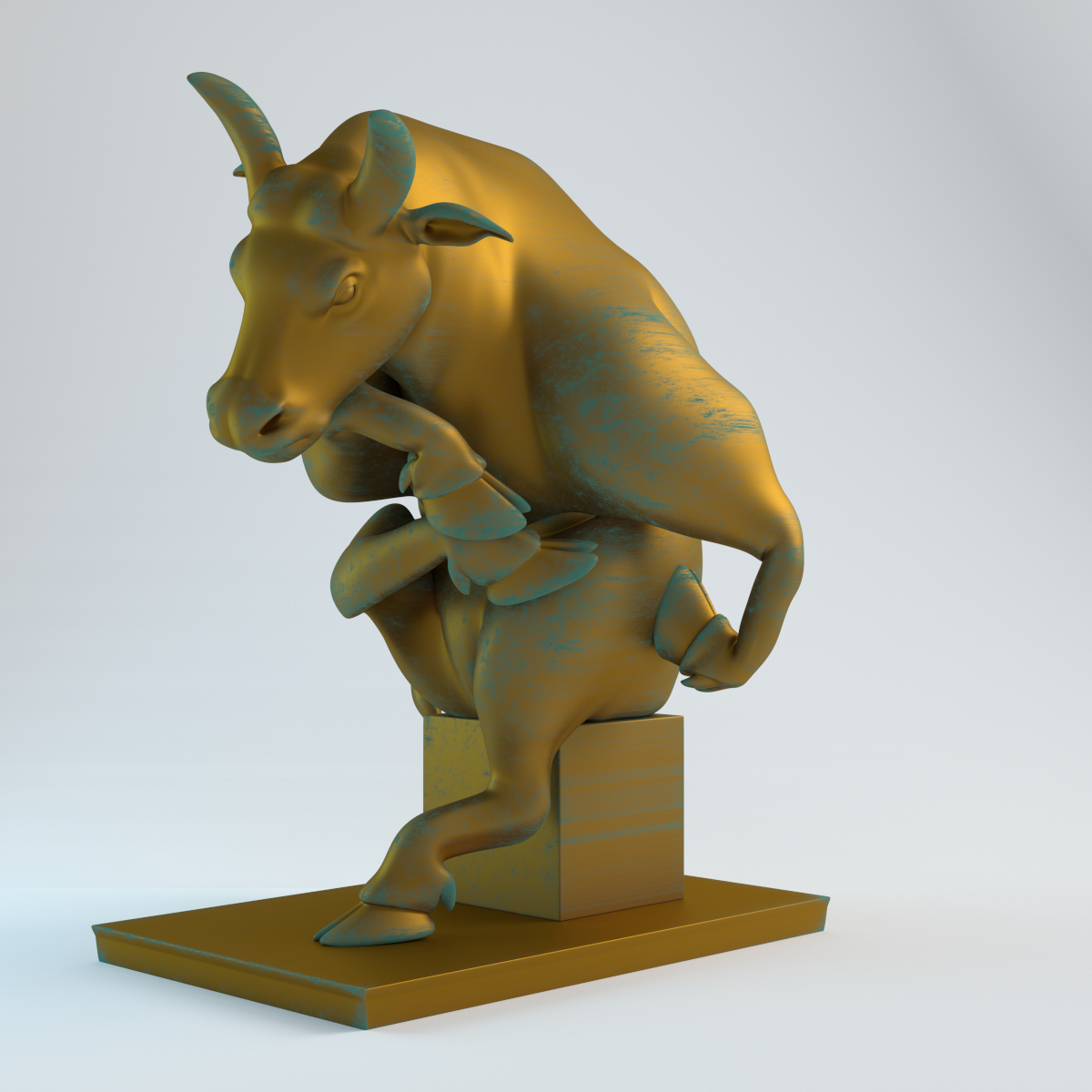 gold bull statue