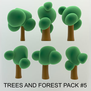 3d beautiful cartoon trees forest model