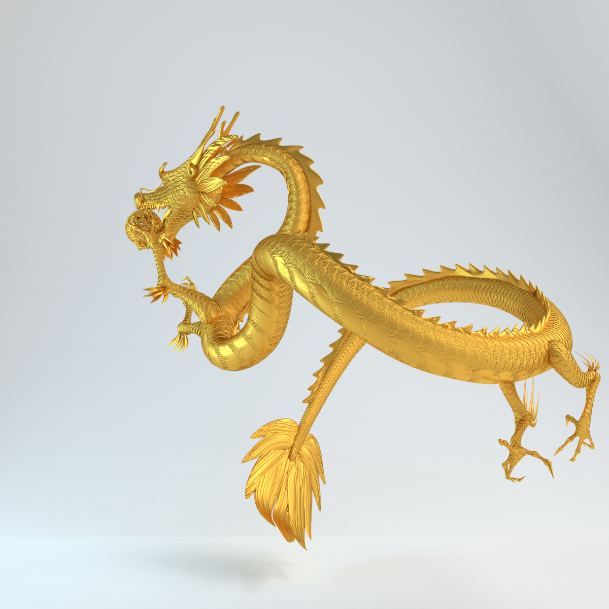 3d model gold dragon statue