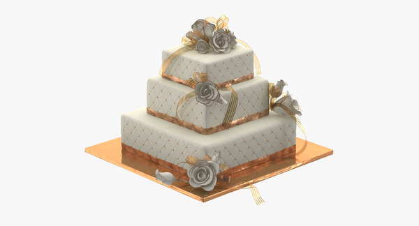 Modele 3d De Gateau De Mariage Carre Turbosquid