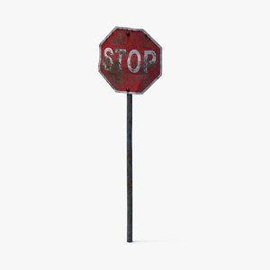 weathered stop sign 3d model
