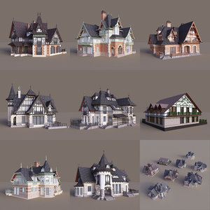 3d half-timbered houses
