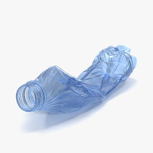 c4d crushed plastic bottle blue