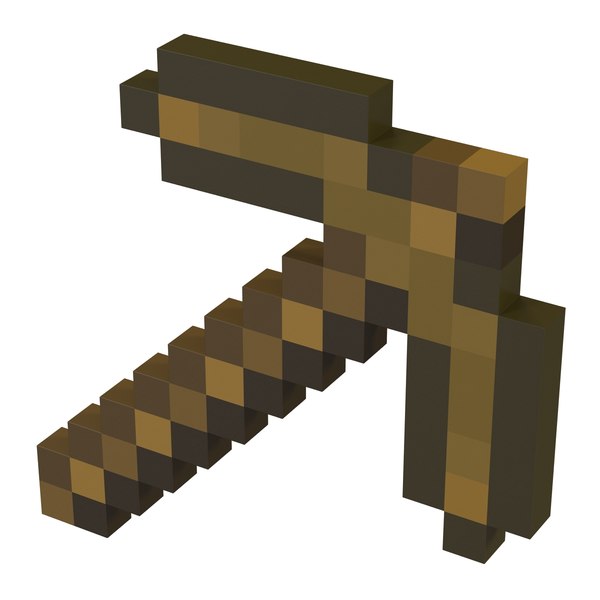 minecraft pickaxe wooden 3d model