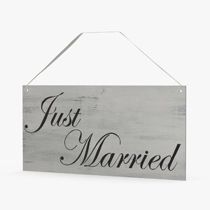just married sign 3d model