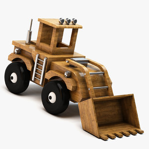 wooden toy bulldozer wood 3d max