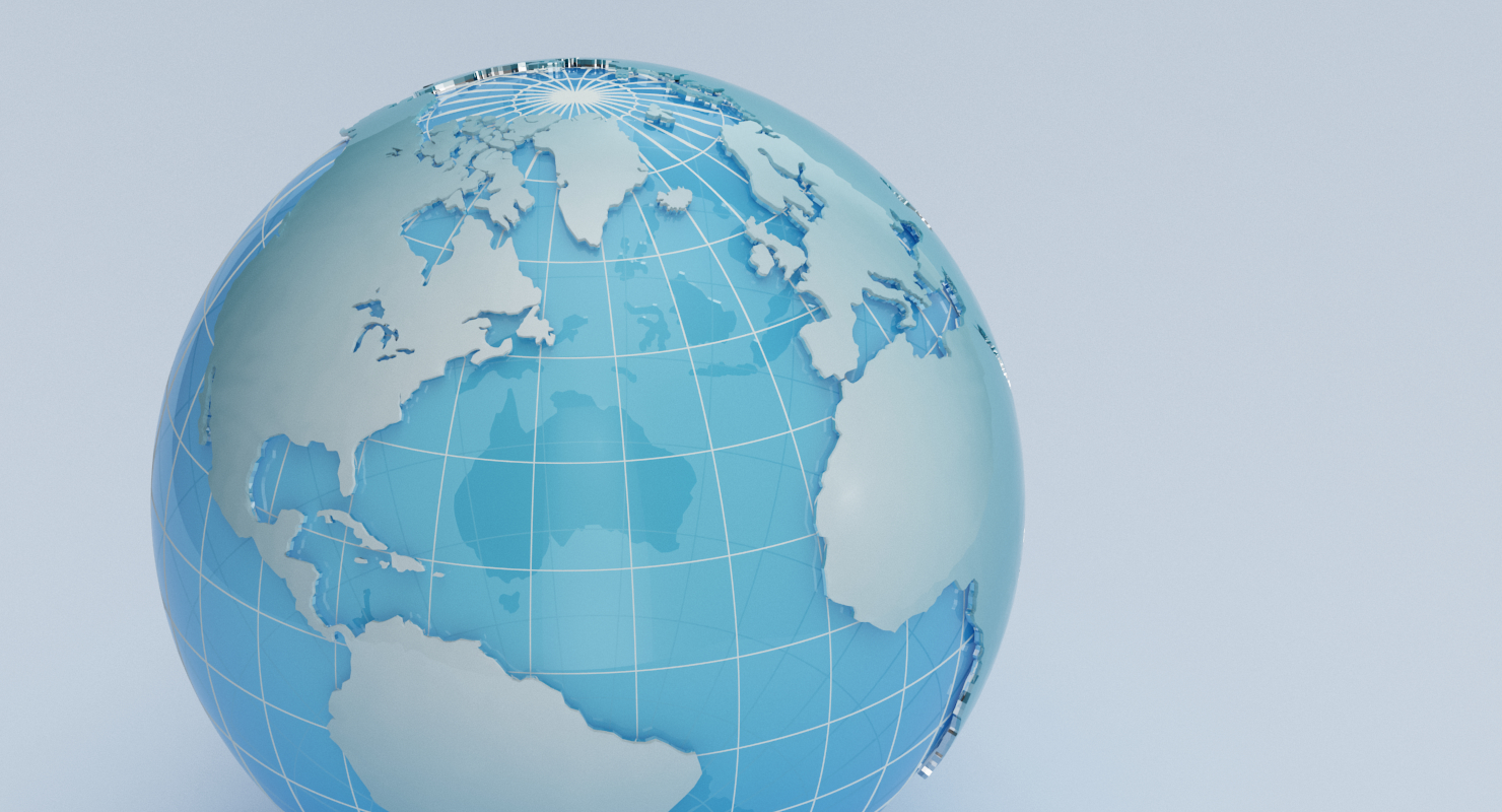 地球白色和蓝色3d模型