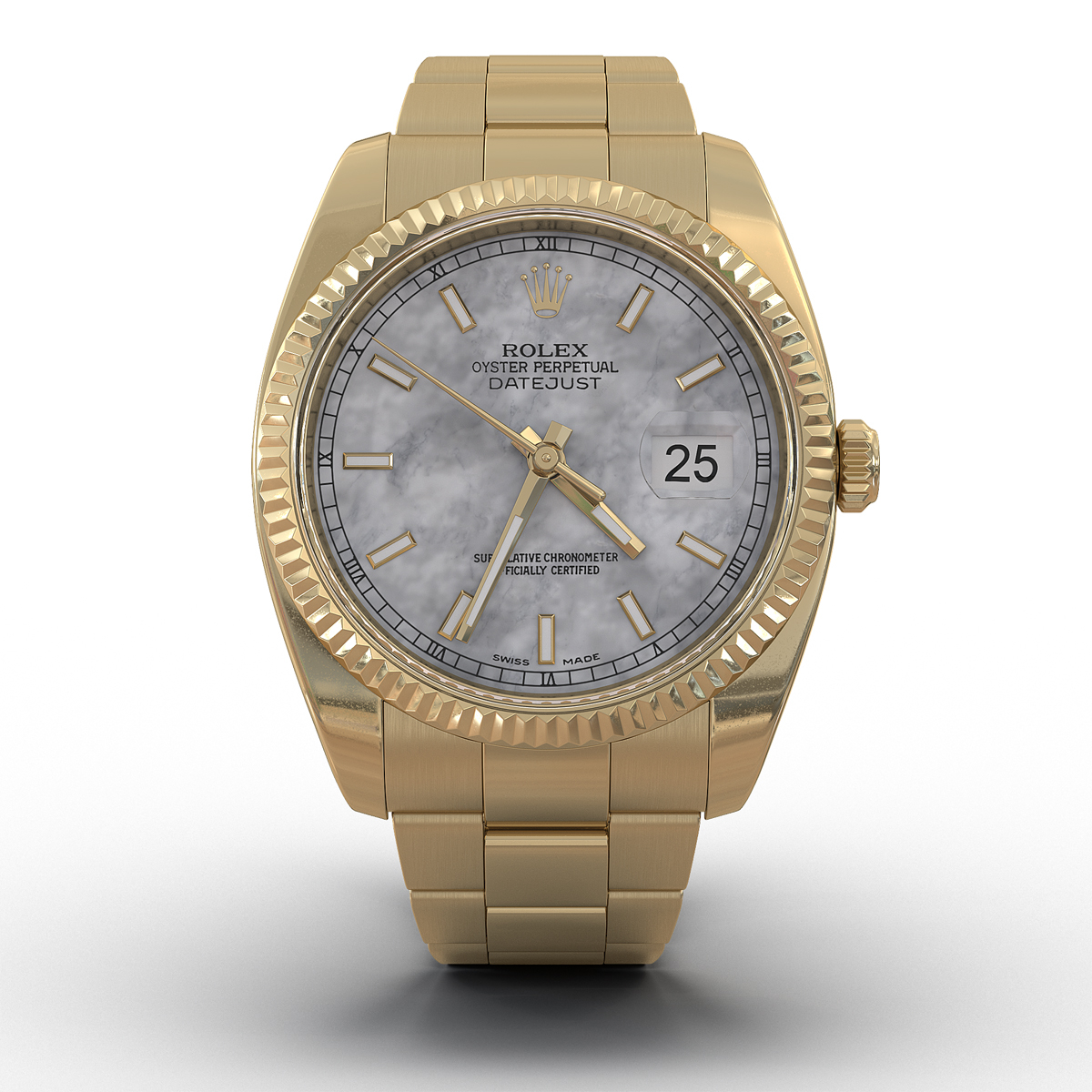 3d model rolex datejust gold 36mm