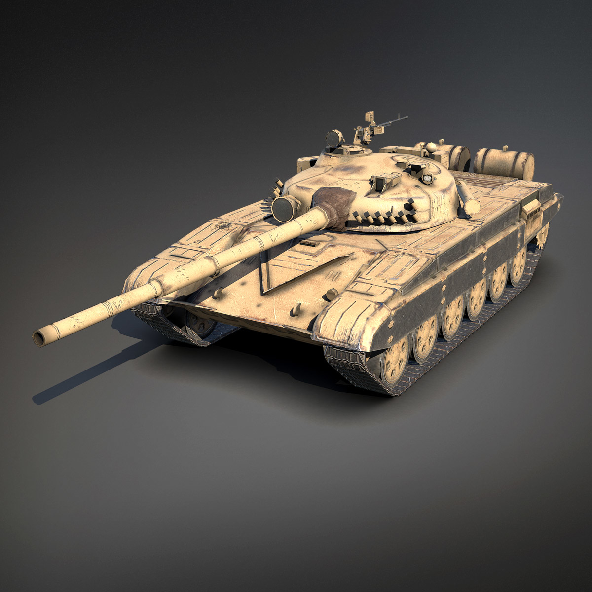 low-poly battle tank t-72 3d model