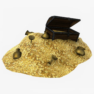 treasure coins mountain 3d model