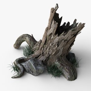 3d model stump grass