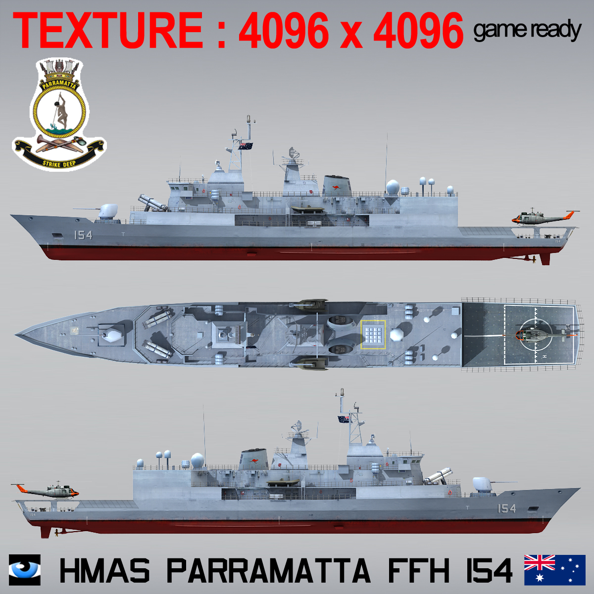 anzac class parramatta ffh 3d 3ds