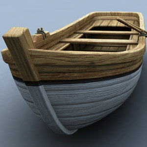 3d model wooden rowboat