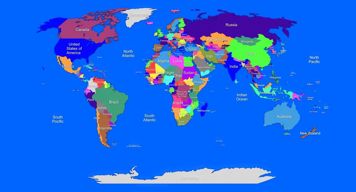 World Map 3d Model - United States Map