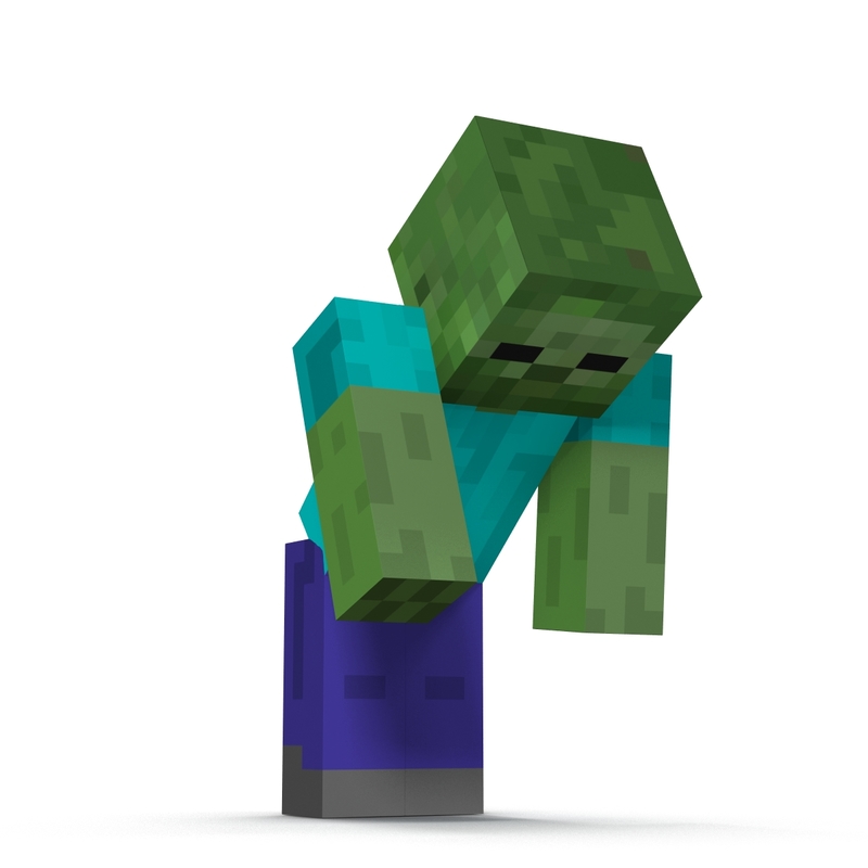 Minecraft Zombie 3d Modell Turbosquid 1021656 8964