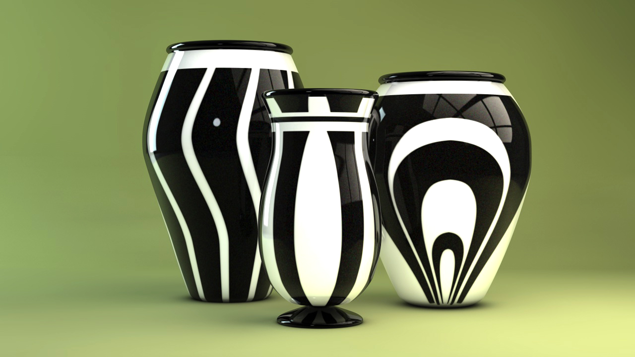 Black White Vases Contemporary C4d