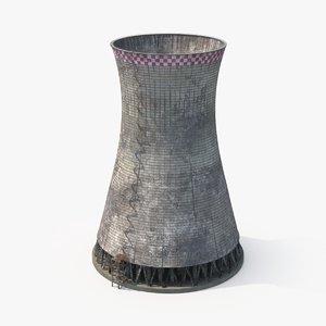 aged nuclear cooling tower 3d max