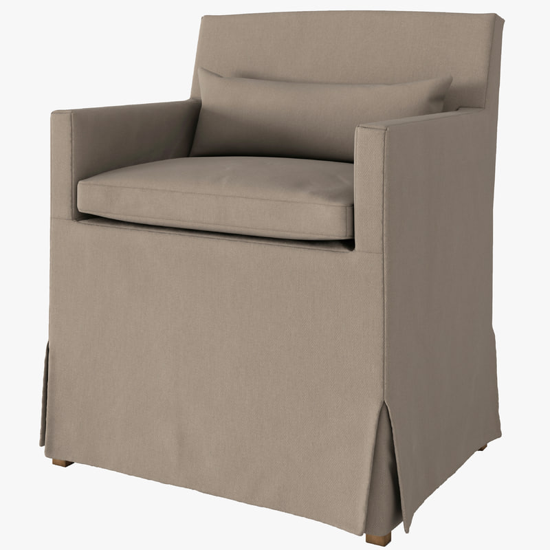 Low Belgian Track Arm Slipcovered Armchair