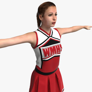 realistic cheerleader rigged biped 3d model
