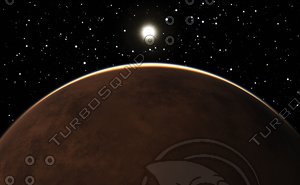 Sunrise over the planet Mars