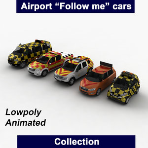 3d model airport follow cars