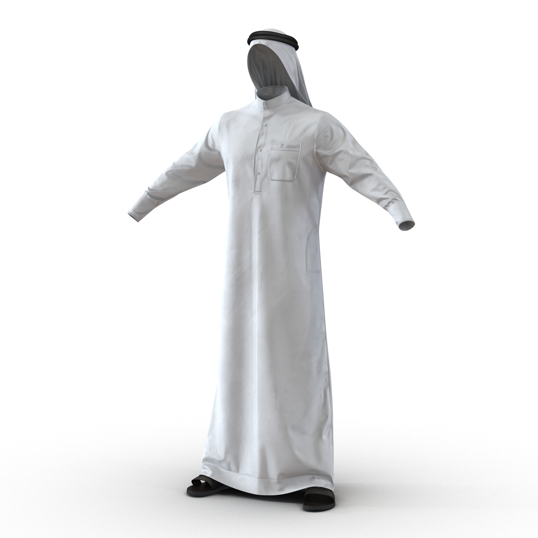 传统的阿拉伯男子穿着kandura3d模型