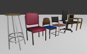 chairs set 3d c4d