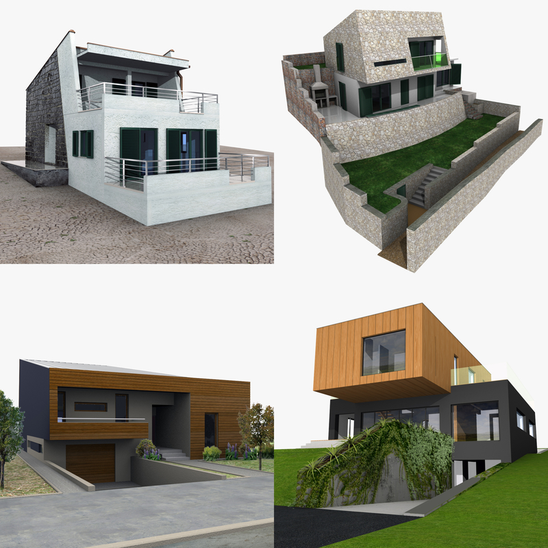 contemporary houses 3d model