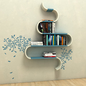 3d model set books shelf