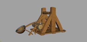 wooden catapult 3d obj