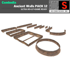 3d acient walls pack 12 model