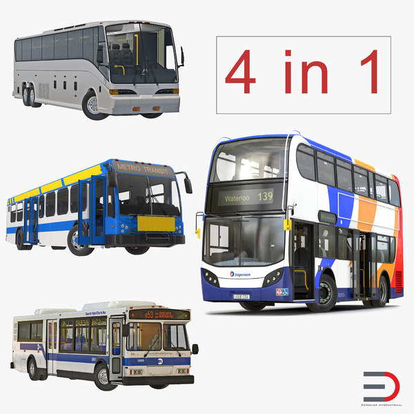 rigged buses 2 bus 3d model