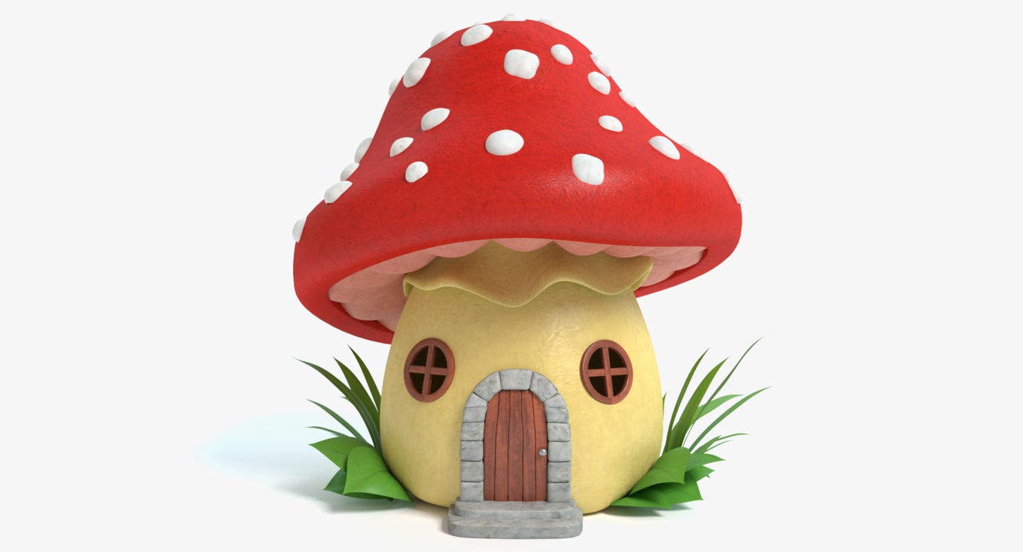 3d model of cartoon mushroom house