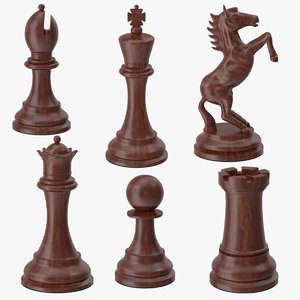 black chess pieces 3d model