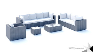 beliani wicker lounge set 3d model