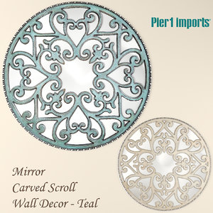 3d model mirror carved scroll wall