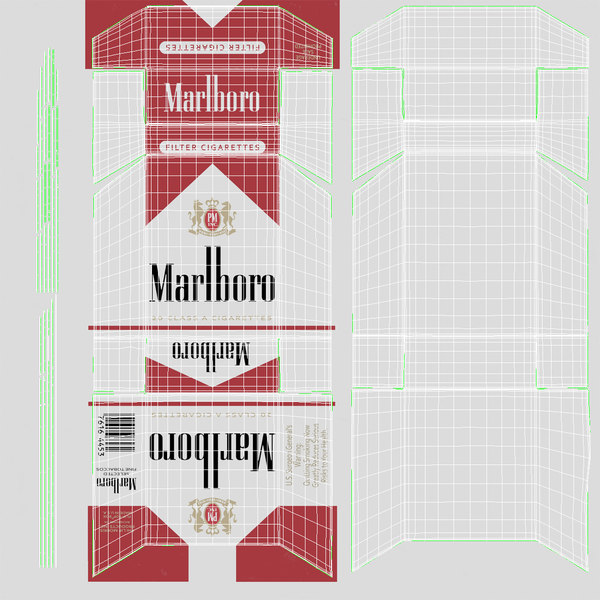 3d opened cigarettes pack marlboro model